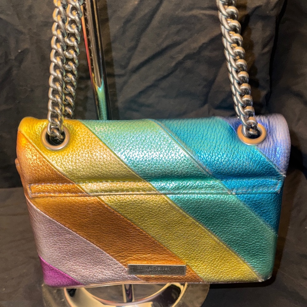 Kurt Geiger Metallic Rainbow Chevron Dual Strap Shoulder Bag- GUC - Picture 6 of 8